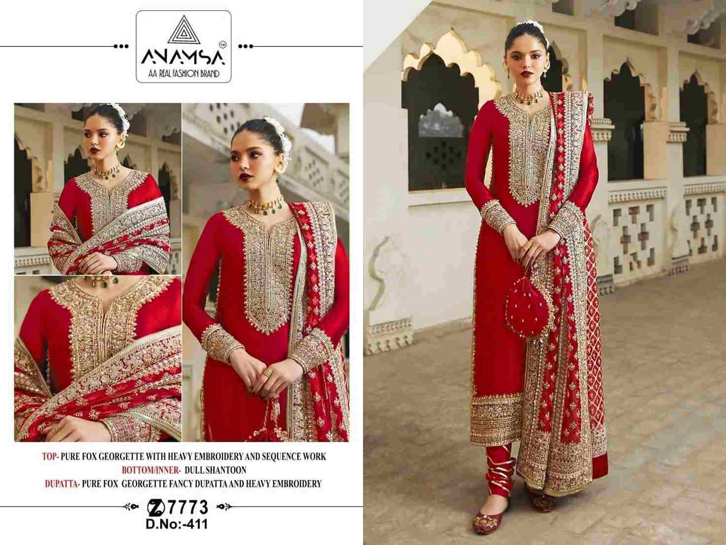 Anamsa Hit Design 411 By Fashid Wholesale Beautiful Pakistani Suits Colorful Stylish Fancy Casual Wear & Ethnic Wear Pure Faux Georgette Embroidered Dresses At Wholesale Price