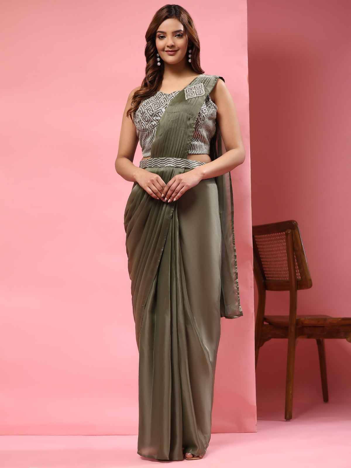 A-329 By Amoha Trendz 329-A To 329-D Series Indian Traditional Wear Collection Beautiful Stylish Fancy Colorful Party Wear & Occasional Wear Imported Satin Sarees At Wholesale Price