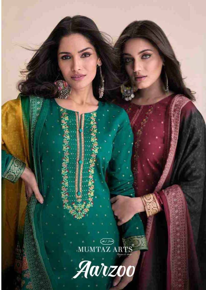 Aarzoo By Mumtaz Arts 6001 To 6006 Series Beautiful Festive Suits Colorful Stylish Fancy Casual Wear & Ethnic Wear Pure Jam Satin With Embroidered Dresses At Wholesale Price