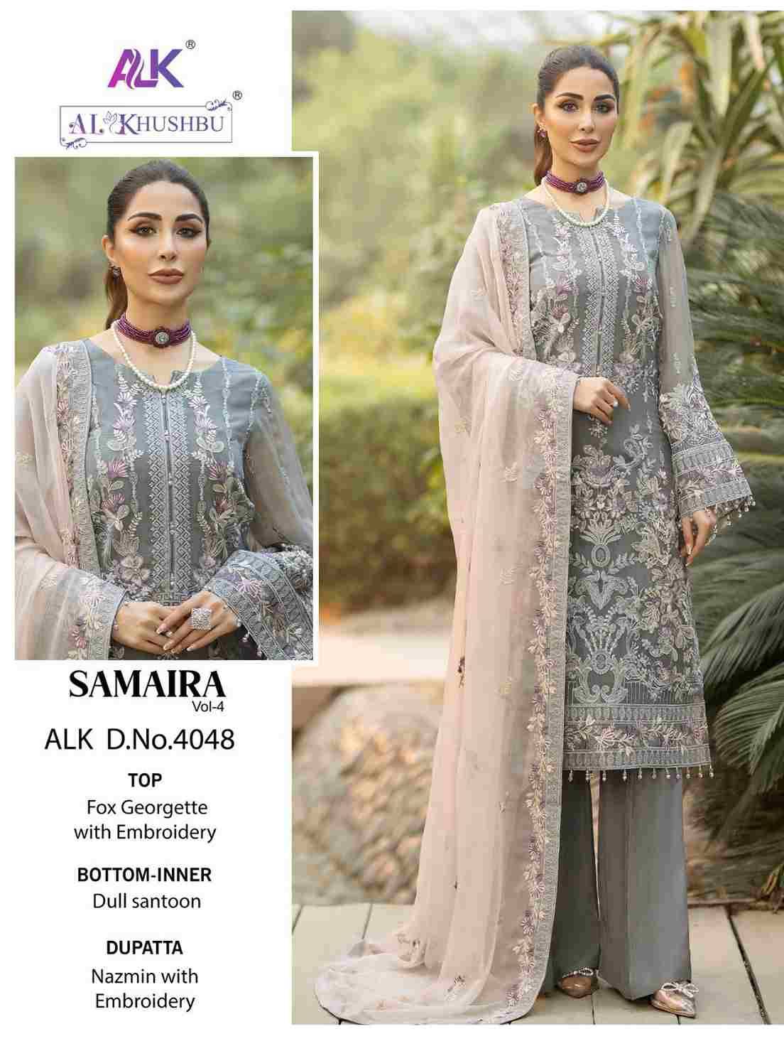 Al Khushbu Hit Design 4048 By Al Khushbu Designer Pakistani Suits Beautiful Stylish Fancy Colorful Party Wear & Occasional Wear Faux Georgette Embroidered Dresses At Wholesale Price