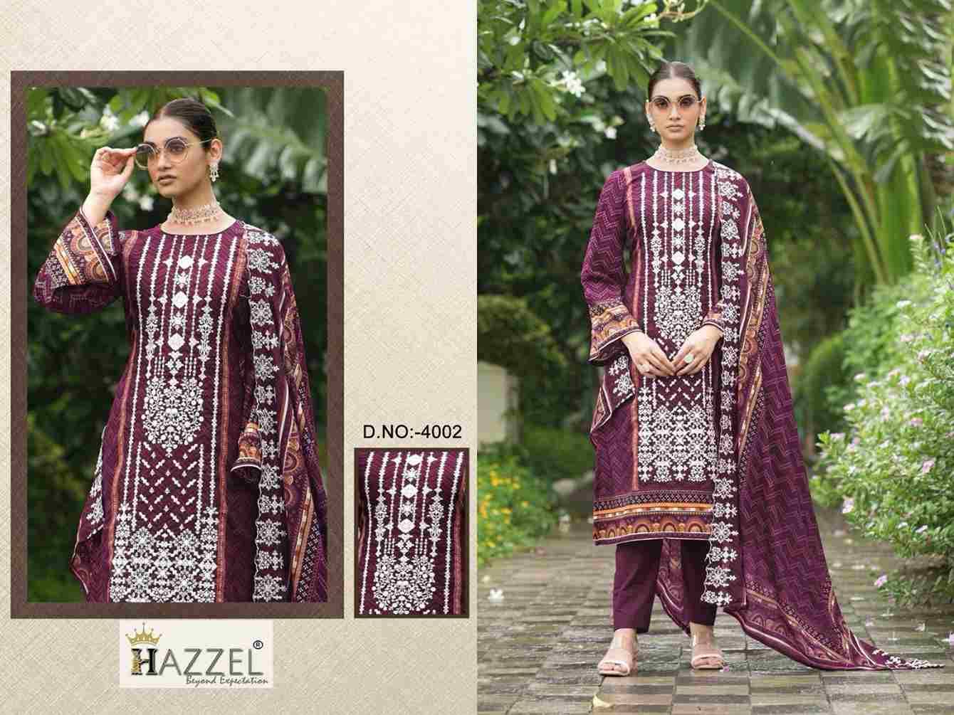 Bin Saeed Vol-4 By Hazzel 4001 To 4003 Series Beautiful Pakistani Suits Stylish Colorful Fancy Casual Wear & Ethnic Wear Pure Lawn Cotton Print With Work Dresses At Wholesale Price