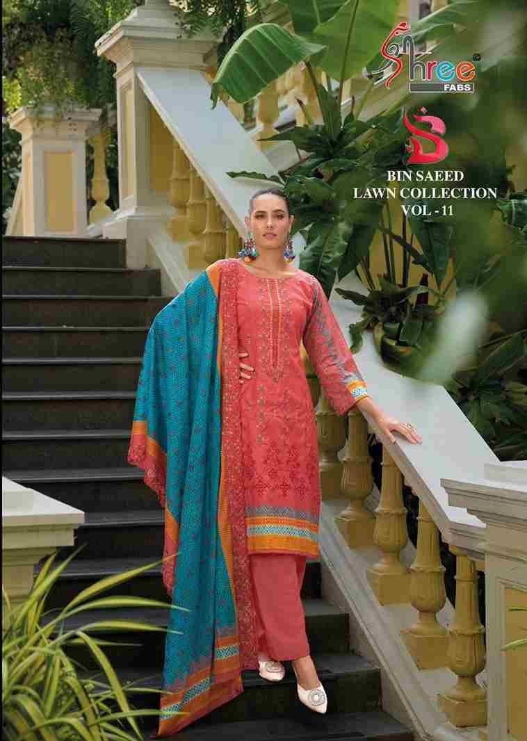 Bin Saeed Lawn Collection Vol-11 By Shree Fabs 11001 To 11006 Series Beautiful Pakistani Suits Colorful Stylish Fancy Casual Wear & Ethnic Wear Pure Lawn Cotton With Embroidered Dresses At Wholesale Price