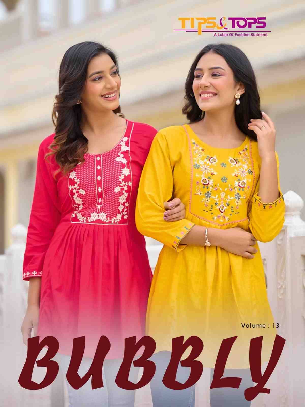 Bubbly Vol-13 By Tips And Tops 1301 To 1309 Series Designer Stylish Fancy Colorful Beautiful Party Wear & Ethnic Wear Collection Rayon Print Tops At Wholesale Price