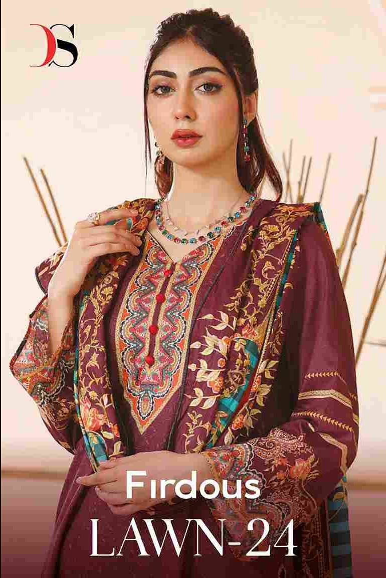 Firdous lawn-24 by deepsy suits 5011 to 5018 series designer pakistani suits beautiful stylish fancy colorful casual wear & ethnic wear Pure Cotton embroidered dresses at wholesale price