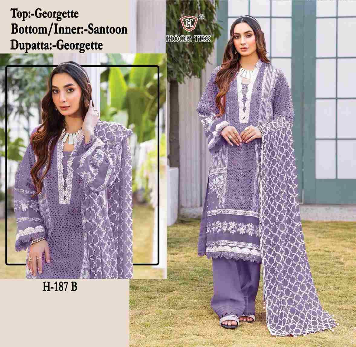 Hoor Tex Hit Design H-187 Colours By Hoor Tex H-187-A To H-187-D Series Designer Festive Pakistani Suits Collection Beautiful Stylish Fancy Colorful Party Wear & Occasional Wear Heavy Georgette Embroidered Dresses At Wholesale Price