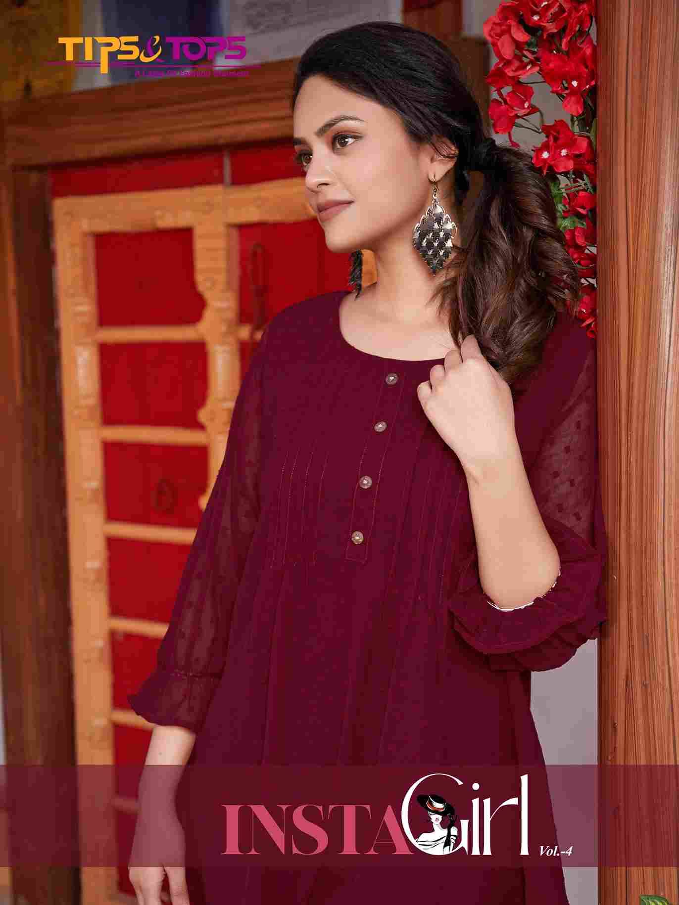 Instagirl Vol-4 By Tips And Tops 4001 To 4006 Series Designer Stylish Fancy Colorful Beautiful Party Wear & Ethnic Wear Collection Heavy Georgette Jacquard Print Tops At Wholesale Price