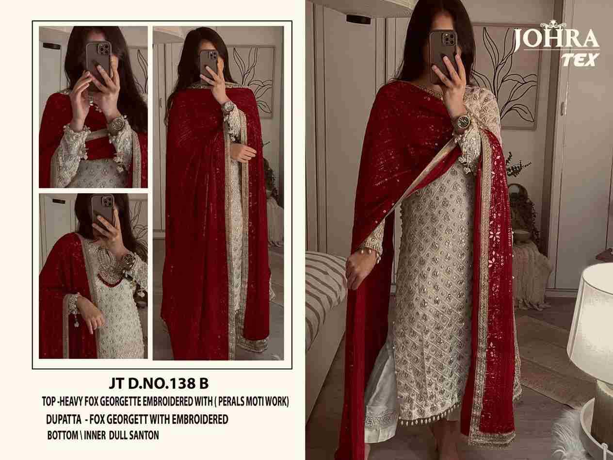 Johra Hit Design 138-B By Johra Tex Pakistani Suits Collection Beautiful Stylish Fancy Colorful Party Wear & Occasional Wear Faux Georgette Dresses At Wholesale Price