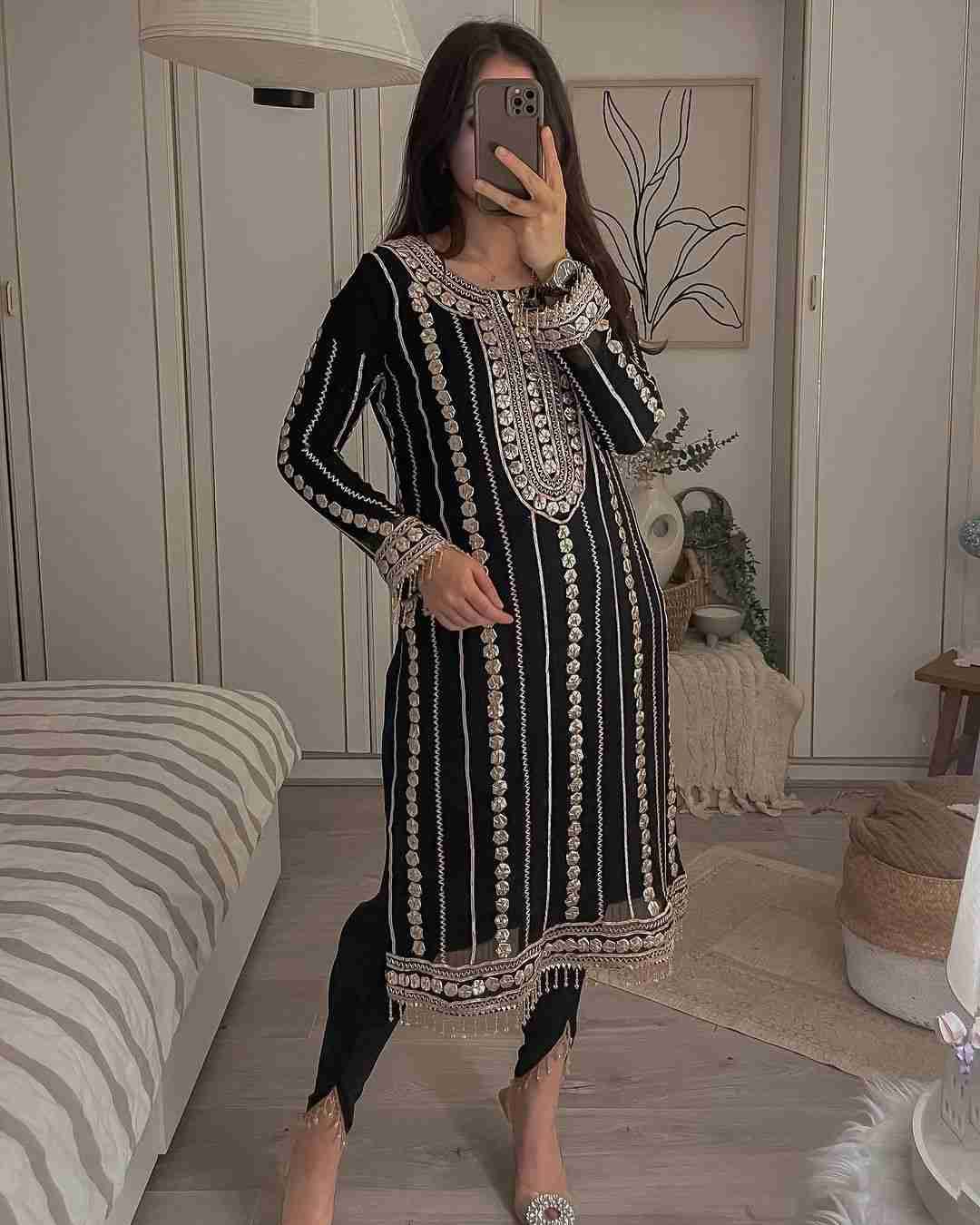 L-1832 By Fashid Wholesale Beautiful Stylish Suits Fancy Colorful Casual Wear & Ethnic Wear & Ready To Wear Faux Georgette Dresses At Wholesale Price