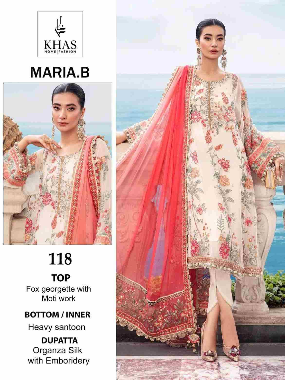 Maria.B By Khas 117 To 119 Series Beautiful Pakistani Suits Colorful Stylish Fancy Casual Wear & Ethnic Wear Faux Georgette Dresses At Wholesale Price