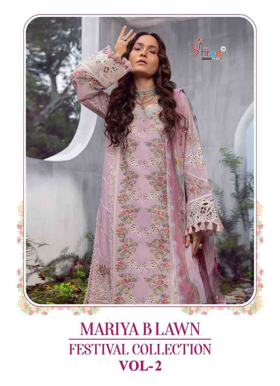 Mariya B Lawn Festival Collection Vol-2 By Shree Fabs 3521 To 3526 Series Designer Pakistani Suits Beautiful Stylish Fancy Colorful Party Wear & Occasional Wear Pure Lawn Cotton Print Embroidered Dresses At Wholesale Price
