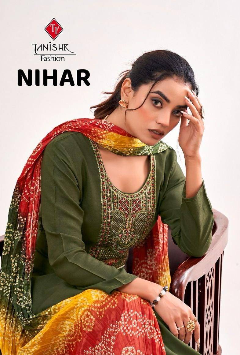 Nihar By Tanishk Fashion 61001 To 61008 Series Beautiful Festive Suits Colorful Stylish Fancy Casual Wear & Ethnic Wear Rayon Slub Print Dresses At Wholesale Price