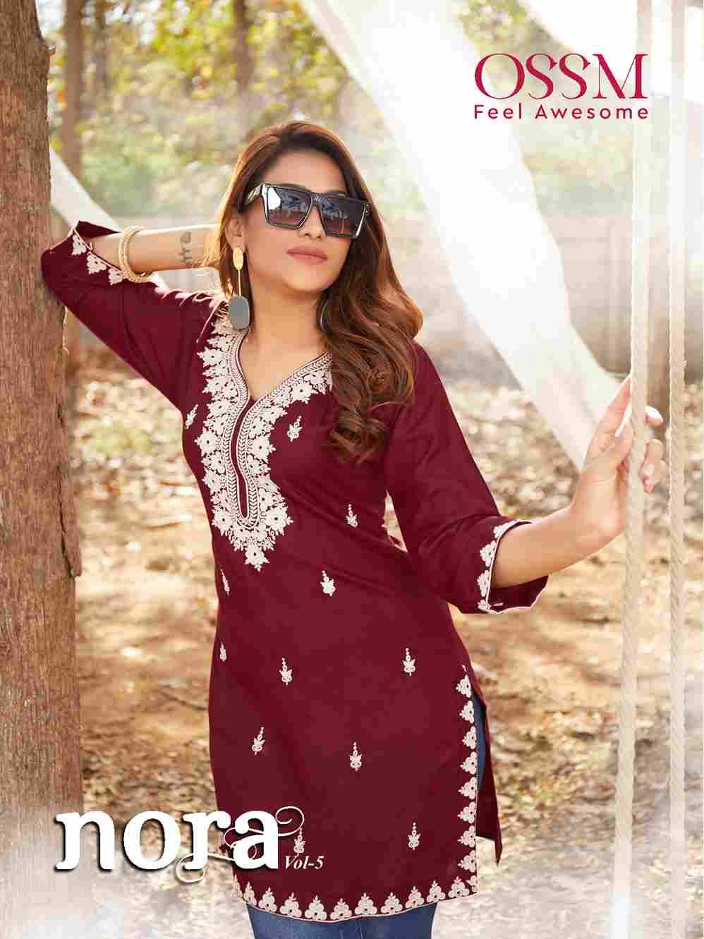 Nora Vol-5 By Ossm 5001 To 5006 Series Designer Stylish Fancy Colorful Beautiful Party Wear & Ethnic Wear Collection Rayon Slub Tops At Wholesale Price
