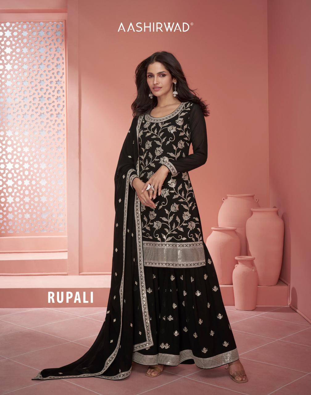 Rupali By Aashirwad Creation 9918 To 9919 Series Beautiful Sharara Suits Colorful Stylish Fancy Casual Wear & Ethnic Wear Georgette Dresses At Wholesale Price