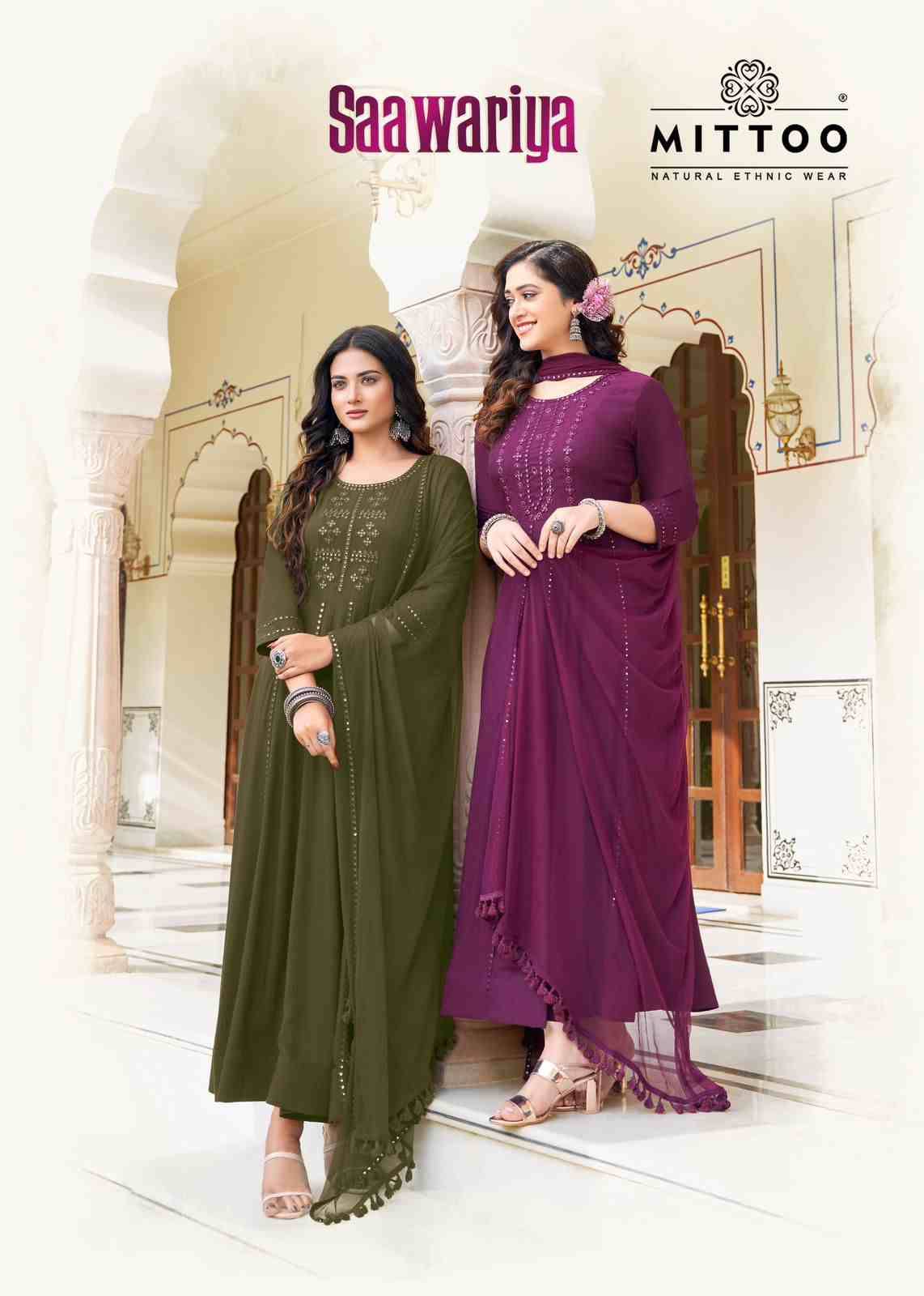 Saawariya By Mittoo 1001 To 1004 Series Beautiful Stylish Fancy Colorful Casual Wear & Ethnic Wear Pure Viscose Gowns With Dupatta At Wholesale Price