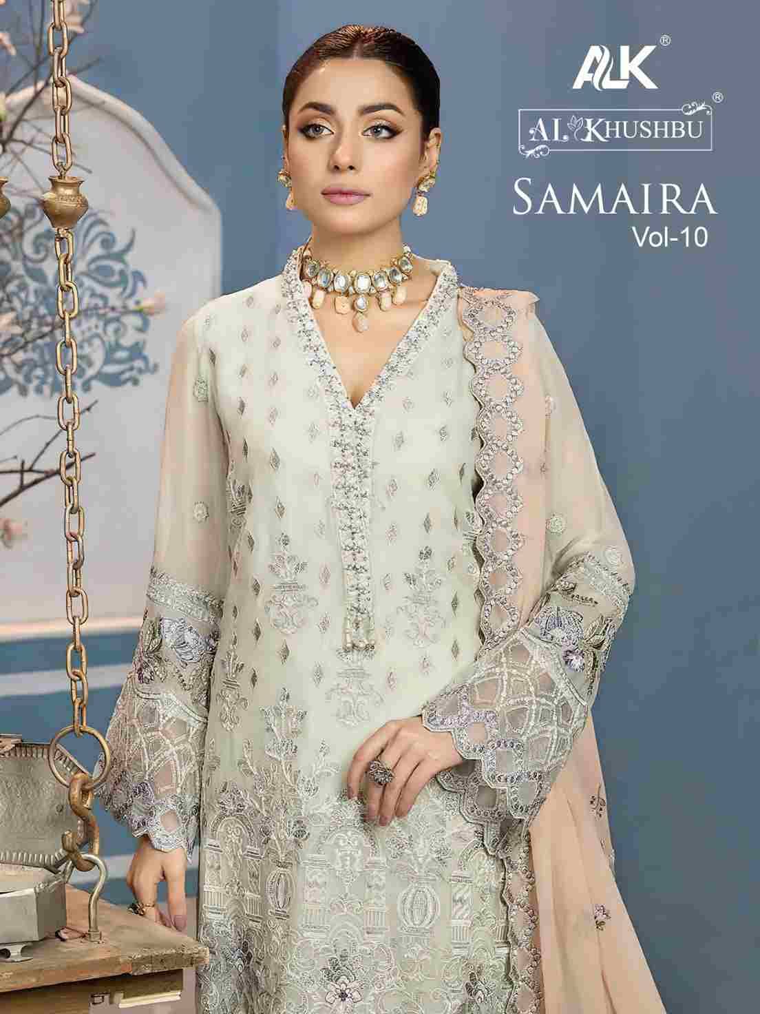Samaira Vol-10 By Al Khushbu 5079 To 5081 Series Designer Pakistani Suits Beautiful Stylish Fancy Colorful Party Wear & Occasional Wear Faux Georgette With Embroidery Dresses At Wholesale Price