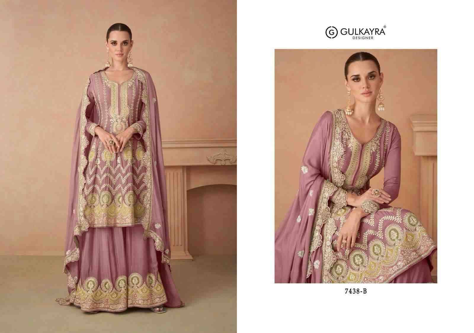 Sahira By Gulkayra Designer 7438-A To 7438-D Series Designer Festive Suits Beautiful Stylish Colorful Fancy Party Wear & Occasional Wear Chinnon Embroidered Dresses At Wholesale Price