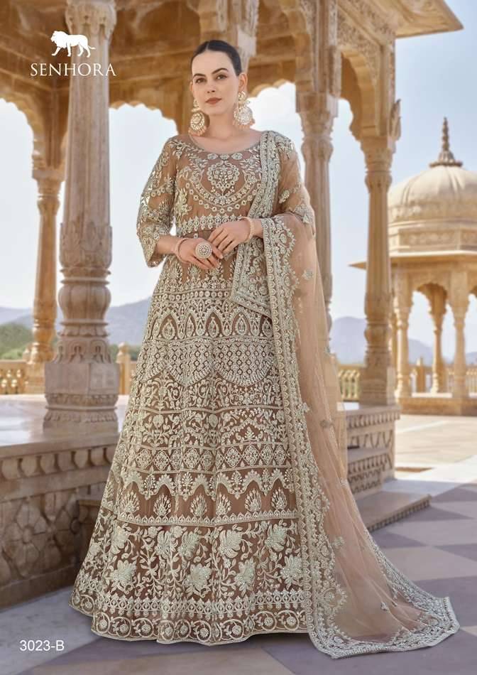 Twisha By Senhora Dresses 3023-A To 3023-D Series Designer Anarkali Suits Collection Beautiful Stylish Fancy Colorful Party Wear & Occasional Wear Pure Net Dresses At Wholesale Price
