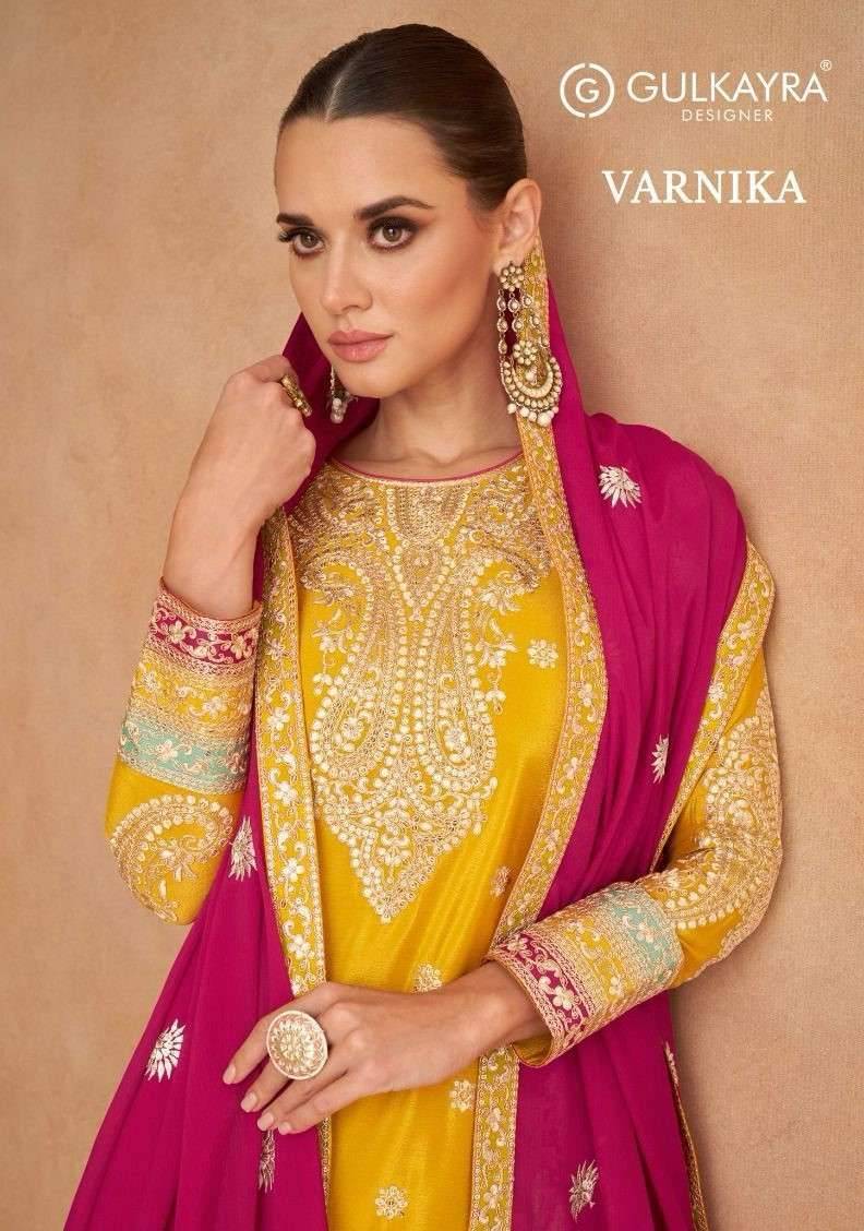 Varnika By Gulkayra Designer 7440-A To 7440-C Series Beautiful Sharara Suits Colorful Stylish Fancy Casual Wear & Ethnic Wear Chinnon Dresses At Wholesale Price