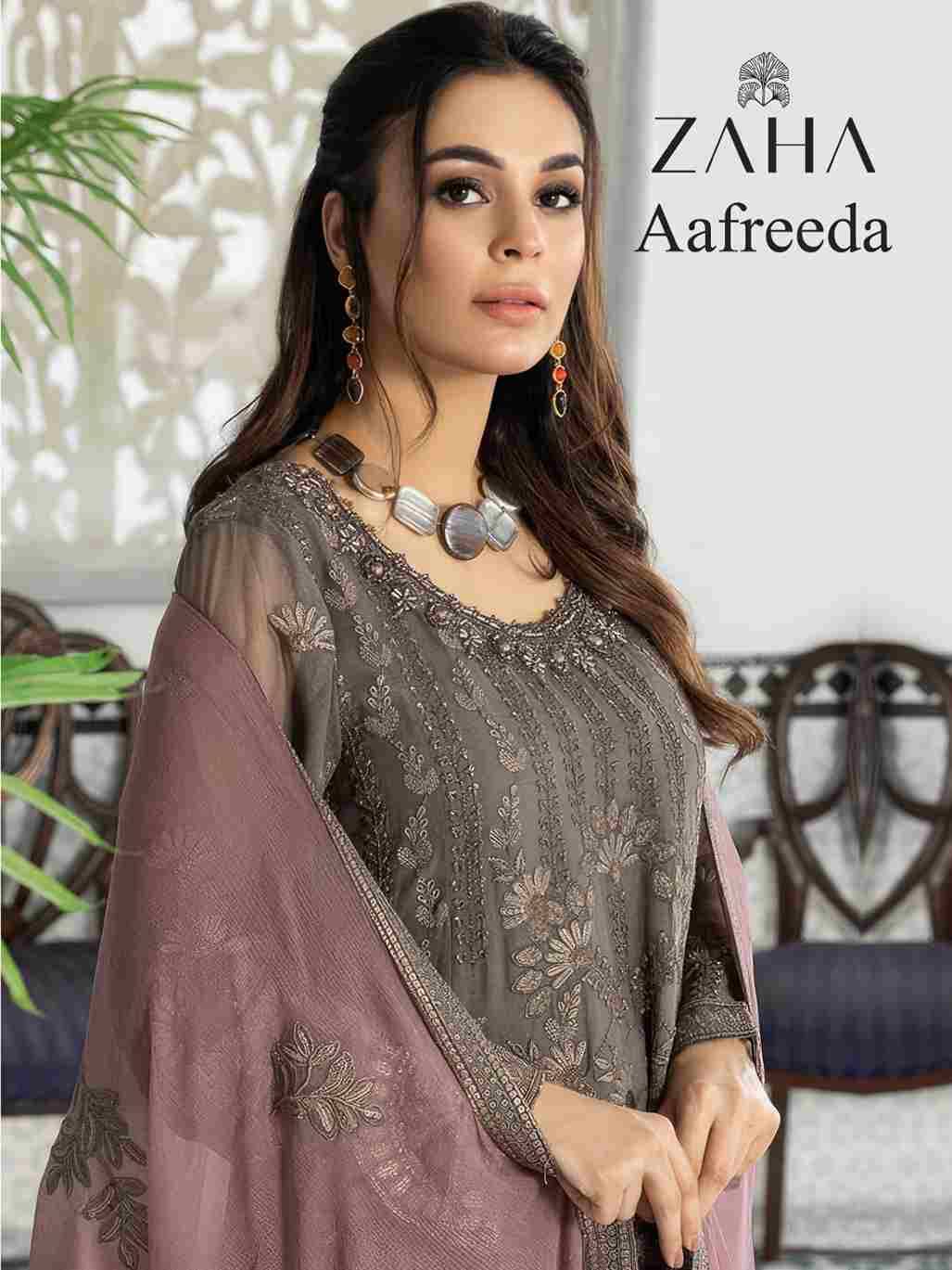 Aafreeda By Zaha 10256 To 10258 Series Designer Pakistani Suits Beautiful Stylish Fancy Colorful Party Wear & Occasional Wear Faux Georgette With Embroidery Dresses At Wholesale Price