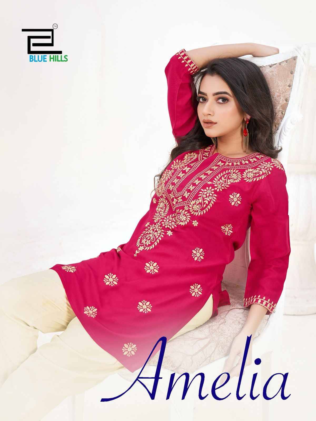 Amelia By Blue Hills 1001 To 1006 Series Designer Stylish Fancy Colorful Beautiful Party Wear & Ethnic Wear Collection Rayon Kurtis At Wholesale Price