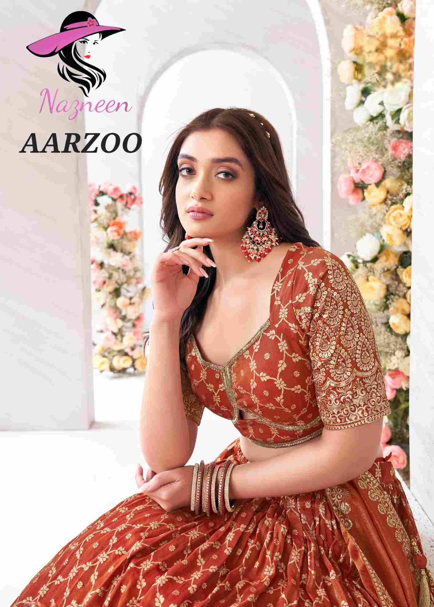 Aarzoo By Nazneen 6163 To 6166 Series Festive Wear Collection Beautiful Stylish Colorful Fancy Party Wear & Occasional Wear Pure Silk/Pure Georgette/Jacquard Lehengas At Wholesale Price