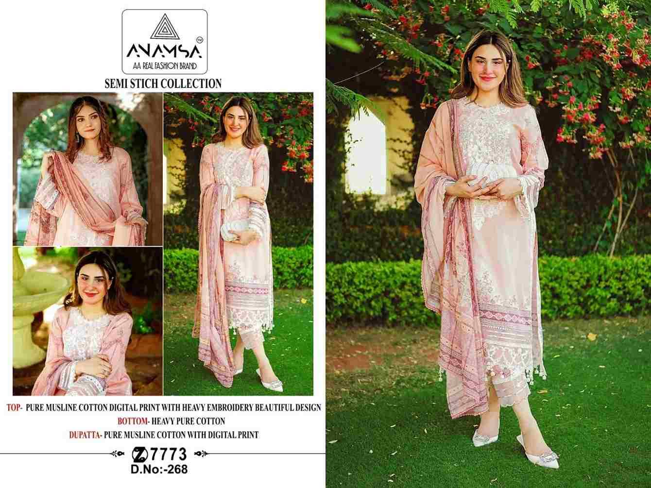 Anamsa Hit Design 268 By Fashid Wholesale Beautiful Pakistani Suits Colorful Stylish Fancy Casual Wear & Ethnic Wear Pure Muslin Cotton Embroidered Dresses At Wholesale Price