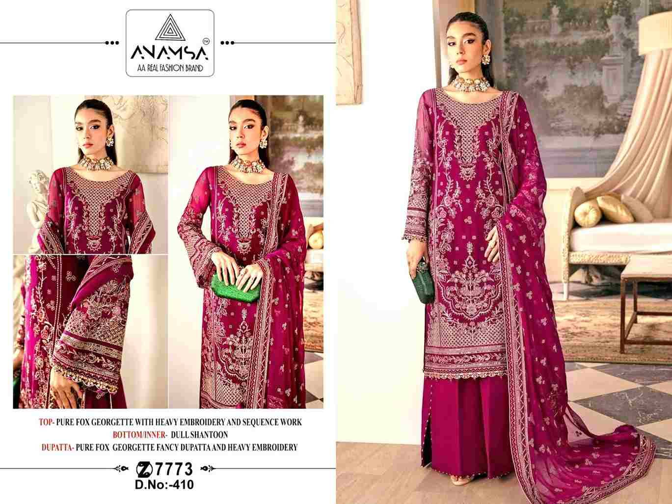 Anamsa Hit Design 410 By Fashid Wholesale Beautiful Pakistani Suits Colorful Stylish Fancy Casual Wear & Ethnic Wear Pure Faux Georgette Embroidered Dresses At Wholesale Price