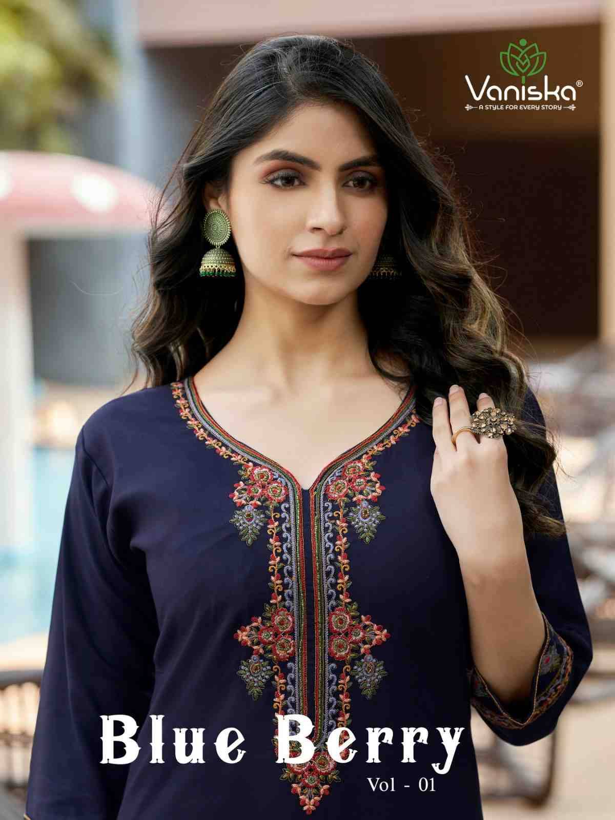 Blue Berry Vol-1 By Vaniska 1001 To 1006 Series Designer Stylish Fancy Colorful Beautiful Party Wear & Ethnic Wear Collection Rayon Embroidered Kurtis At Wholesale Price