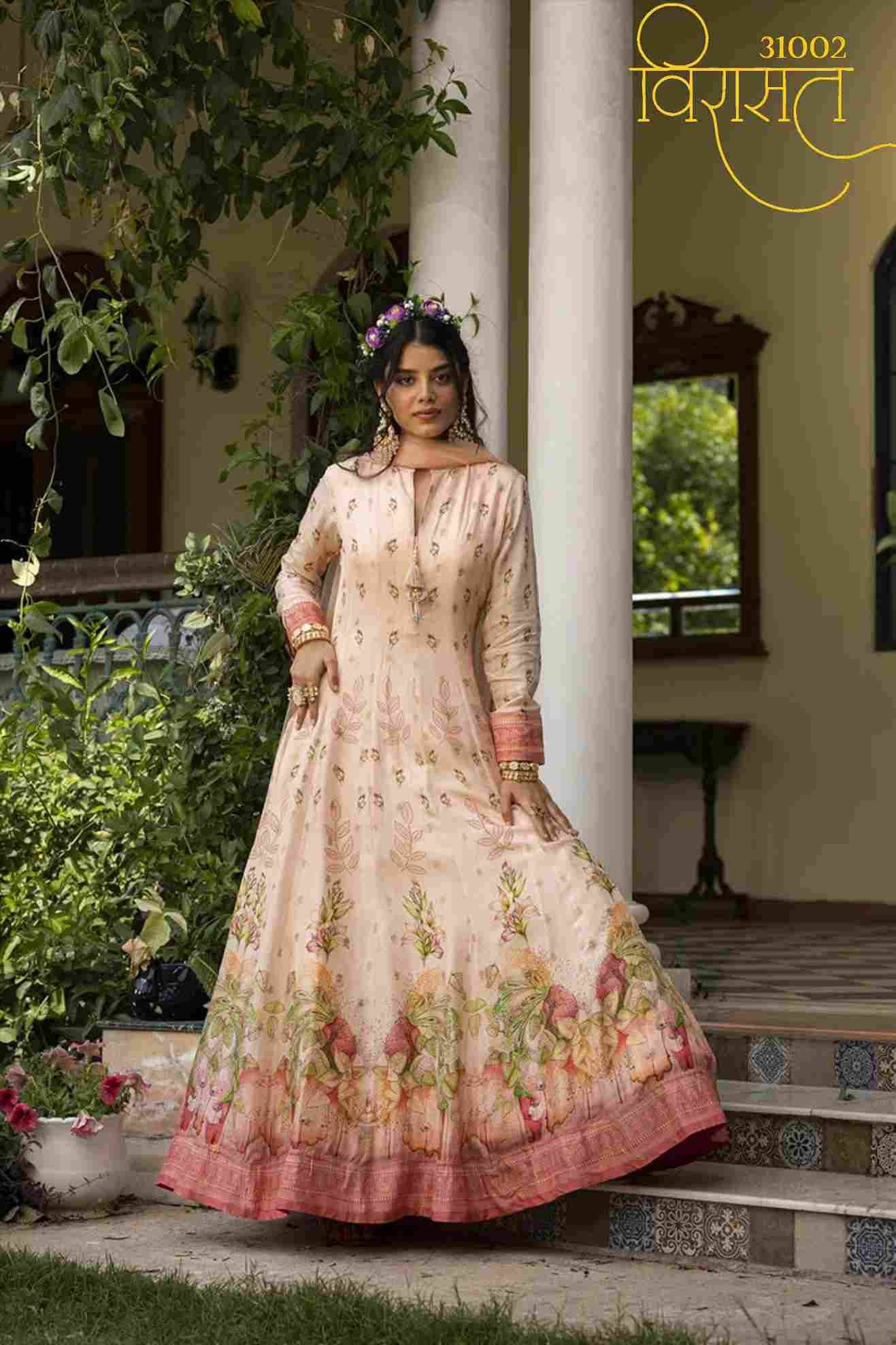 Bela By Virasat 31001 To 31004 Series Designer Stylish Fancy Colorful Beautiful Party Wear & Ethnic Wear Collection Pure Dola Jacquard Gowns With Bottom At Wholesale Price