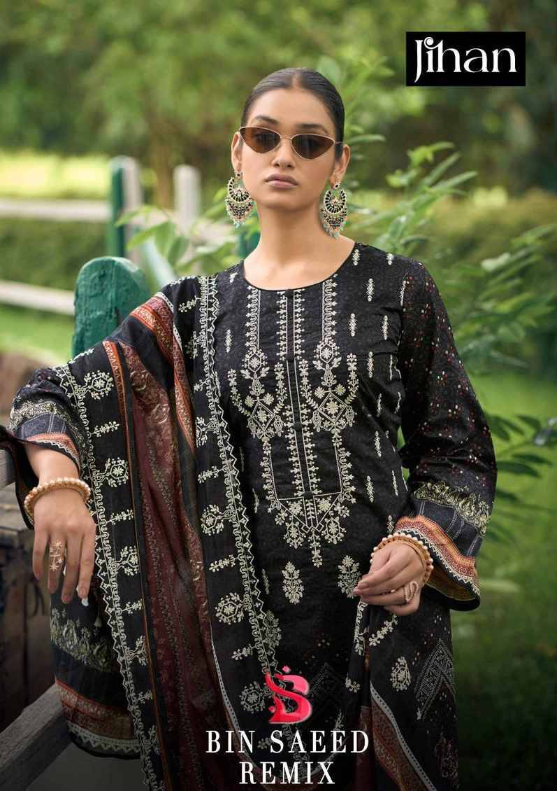 Bin Saeed Remix By Jihan Beautiful Stylish Pakistani Suits Fancy Colorful Casual Wear & Ethnic Wear & Ready To Wear Pure Lawn Print Dresses At Wholesale Price