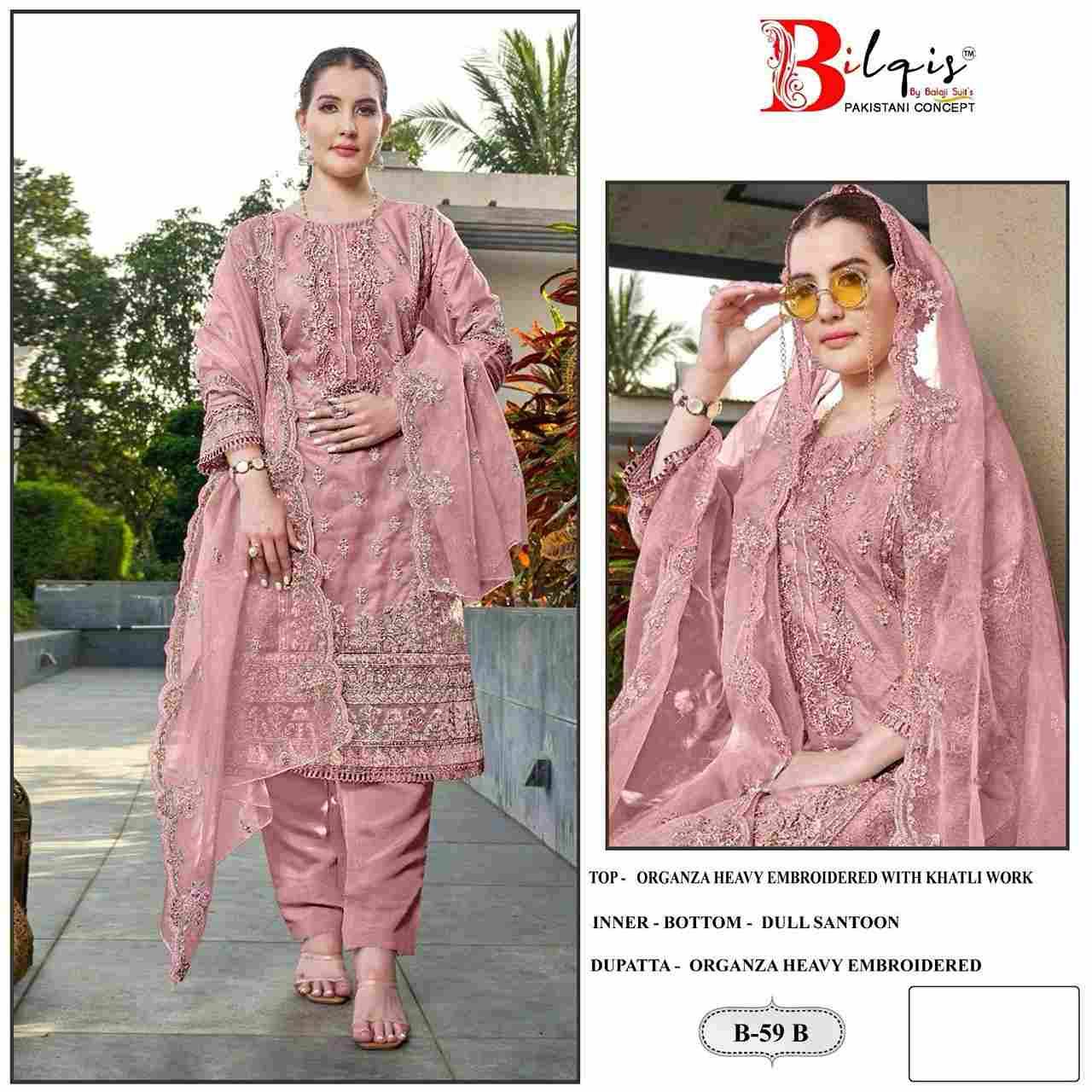 Bilqis 59 Colours By Bilqis 59-A To 59-D Series Beautiful Pakistani Suits Stylish Fancy Colorful Party Wear & Occasional Wear Organza Embroidery Dresses At Wholesale Price