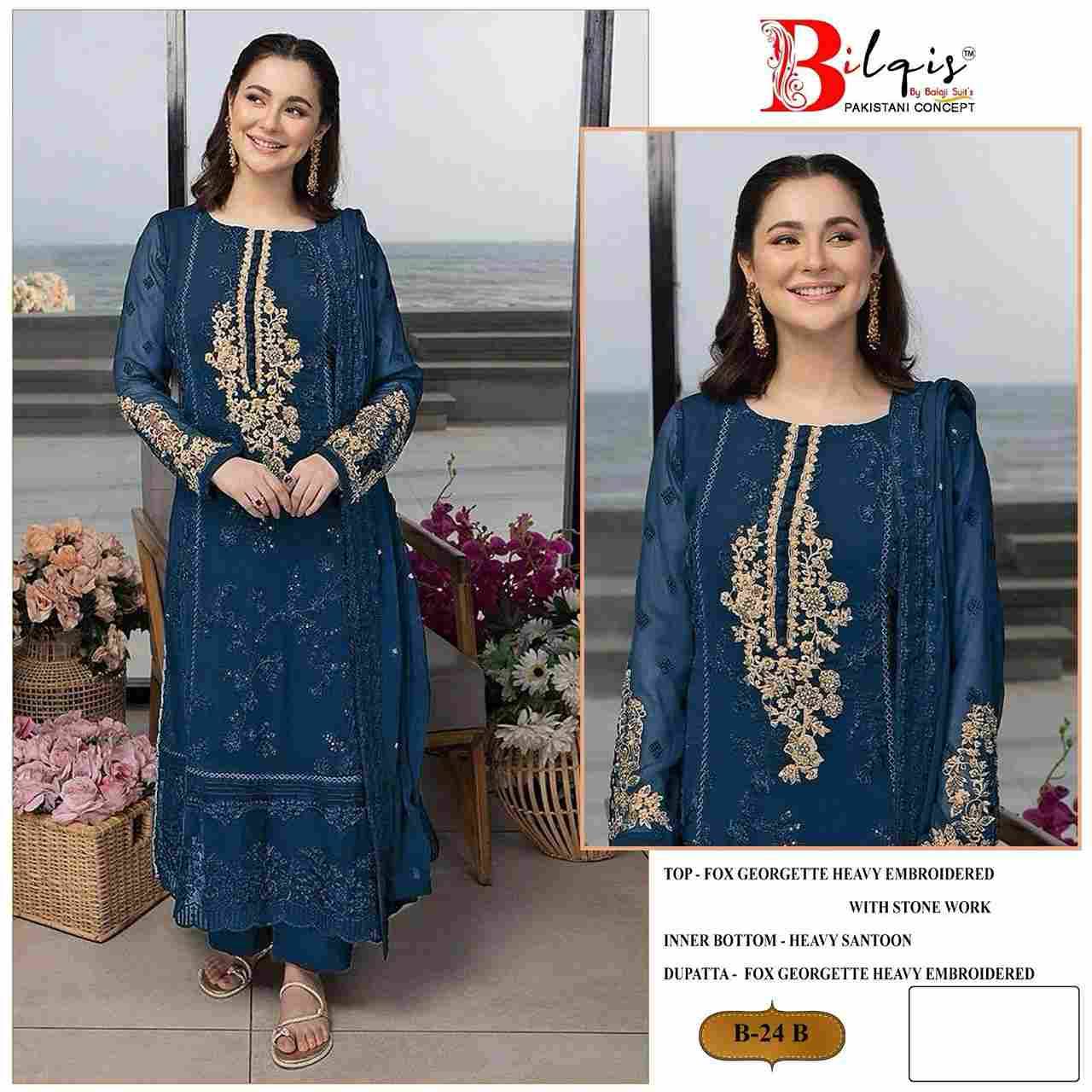Bilqis 24 Colours By Bilqis 24-A To 24-D Series Beautiful Pakistani Suits Stylish Fancy Colorful Party Wear & Occasional Wear Faux Georgette Embroidery Dresses At Wholesale Price