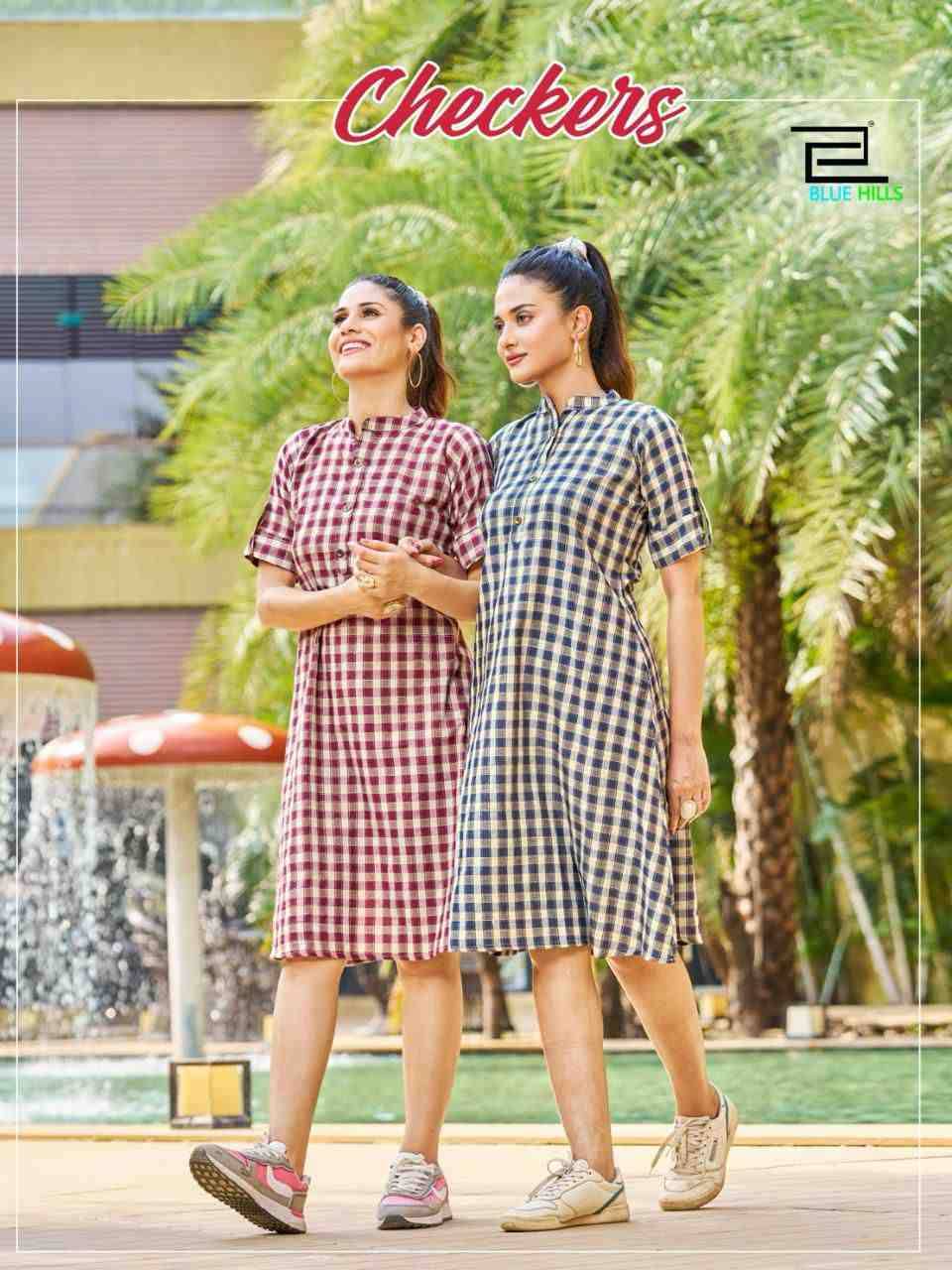 Checkers By Blue Hills 1001 To 1004 Series Designer Stylish Fancy Colorful Beautiful Party Wear & Ethnic Wear Collection Cotton Print Kurtis At Wholesale Price