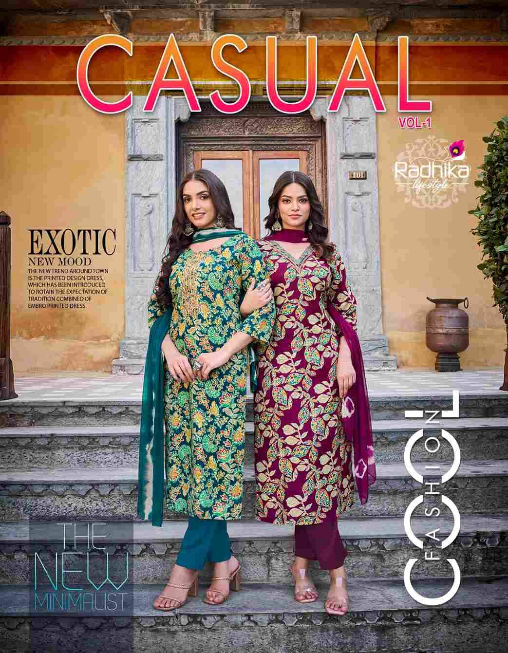 Casual Vol-1 By Radhika Lifetsyle 1001 To 1006 Series Beautiful Festive Suits Colorful Stylish Fancy Casual Wear & Ethnic Wear Heavy Rayon Dresses At Wholesale Price