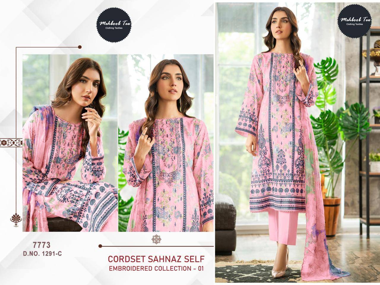 Cordset Sahnaz Self Embroidered Collection Vol-1 By Mehboob Tex 1291-B To 1291-C Series Beautiful Pakistani Suits Colorful Stylish Fancy Casual Wear & Ethnic Wear Pure Cotton Embroidered Dresses At Wholesale Price