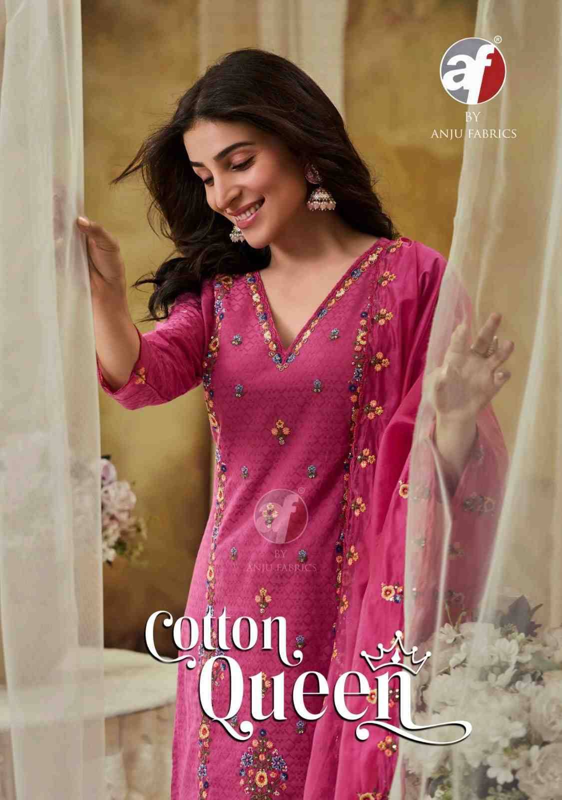 Cotton Queen By Anju Fabrics 3741 To 3745 Series Festive Suits Beautiful Fancy Colorful Stylish Party Wear & Occasional Wear Pure Cotton Dresses At Wholesale Price