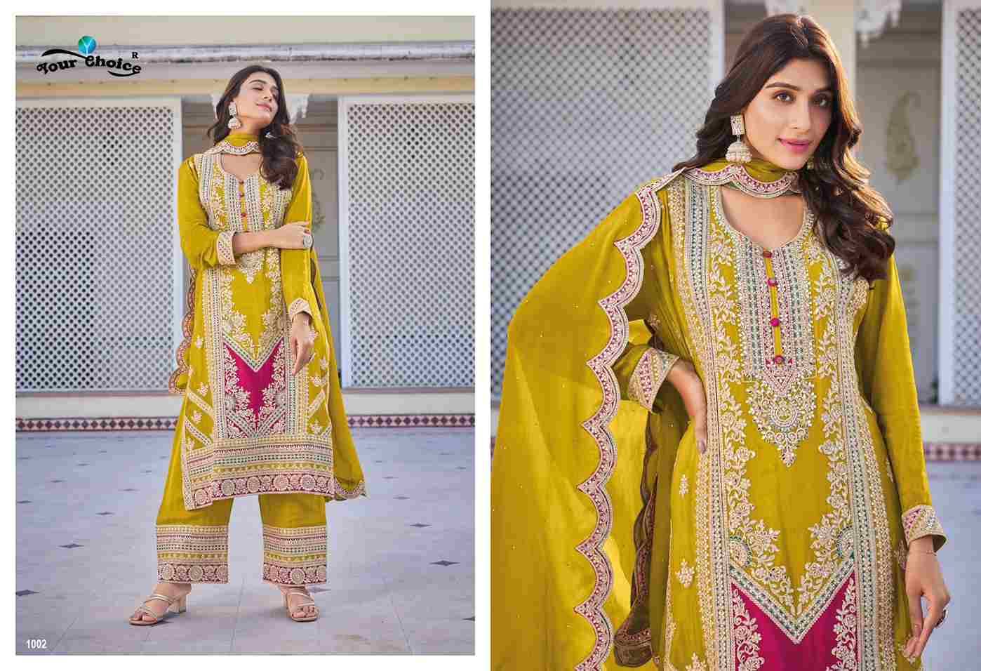 Glamup By Your Choice 1001 To 1003 Series Beautiful Festive Suits Colorful Stylish Fancy Casual Wear & Ethnic Wear Pure Chinnon Dresses At Wholesale Price