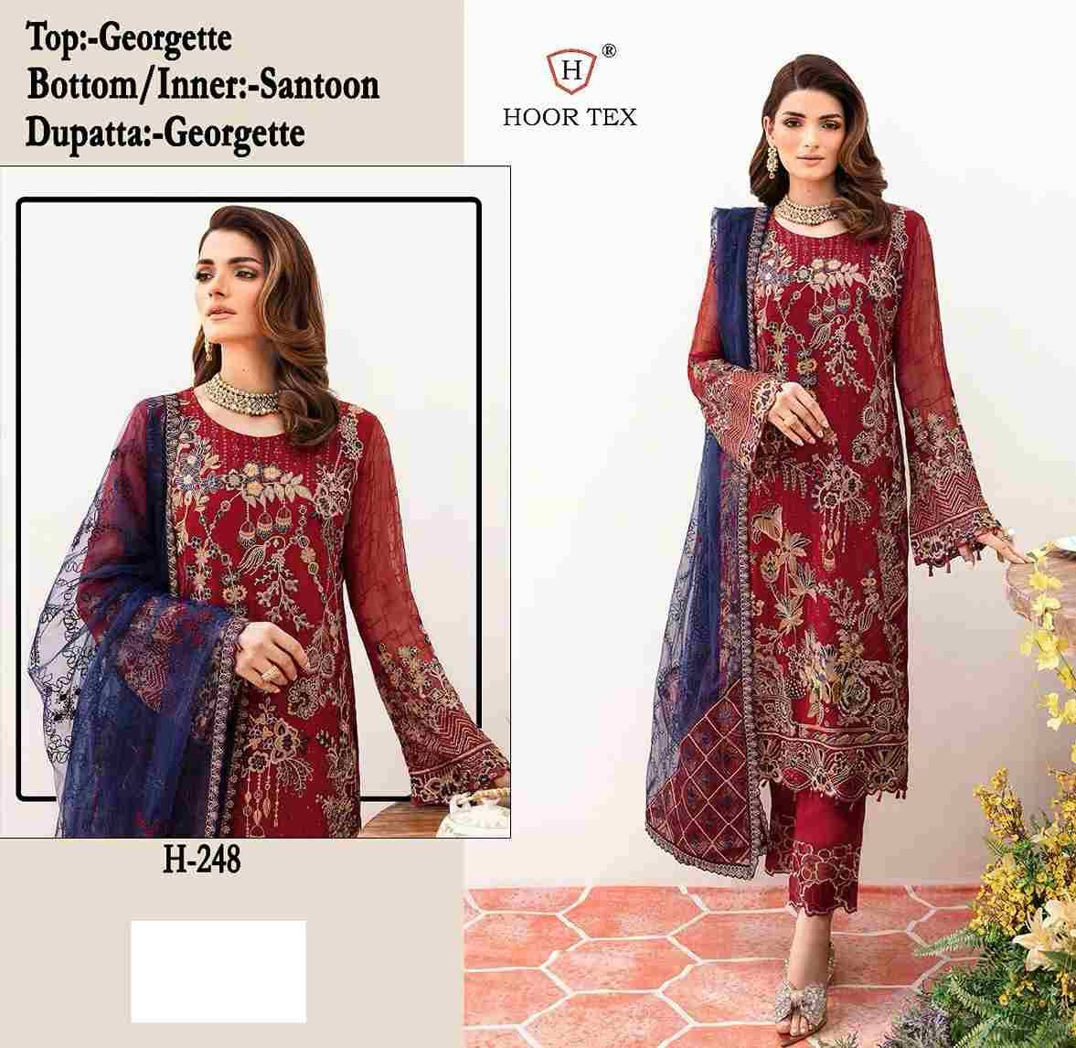 Hoor Tex Hit Design H-248 By Hoor Tex Beautiful Pakistani Suits Stylish Colorful Fancy Casual Wear & Ethnic Wear Georgette Embroidered Dresses At Wholesale Price