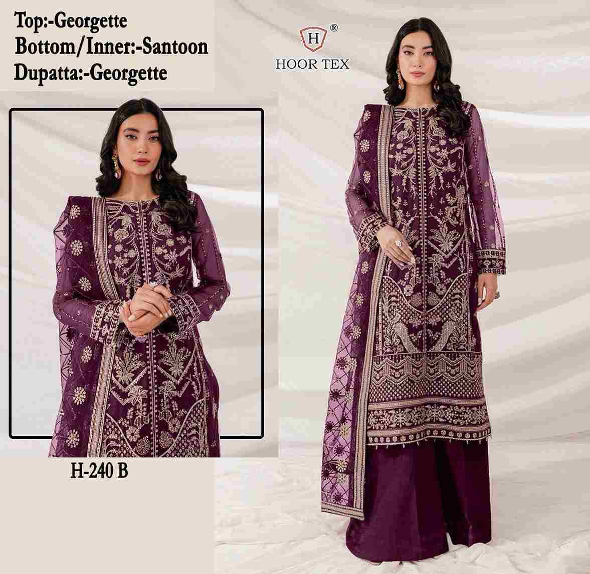 Hoor Tex Hit Design H-240 Colours By Hoor Tex H-240-A To H-240-D Series Designer Festive Pakistani Suits Collection Beautiful Stylish Fancy Colorful Party Wear & Occasional Wear Georgette With Embroidered Dresses At Wholesale Price