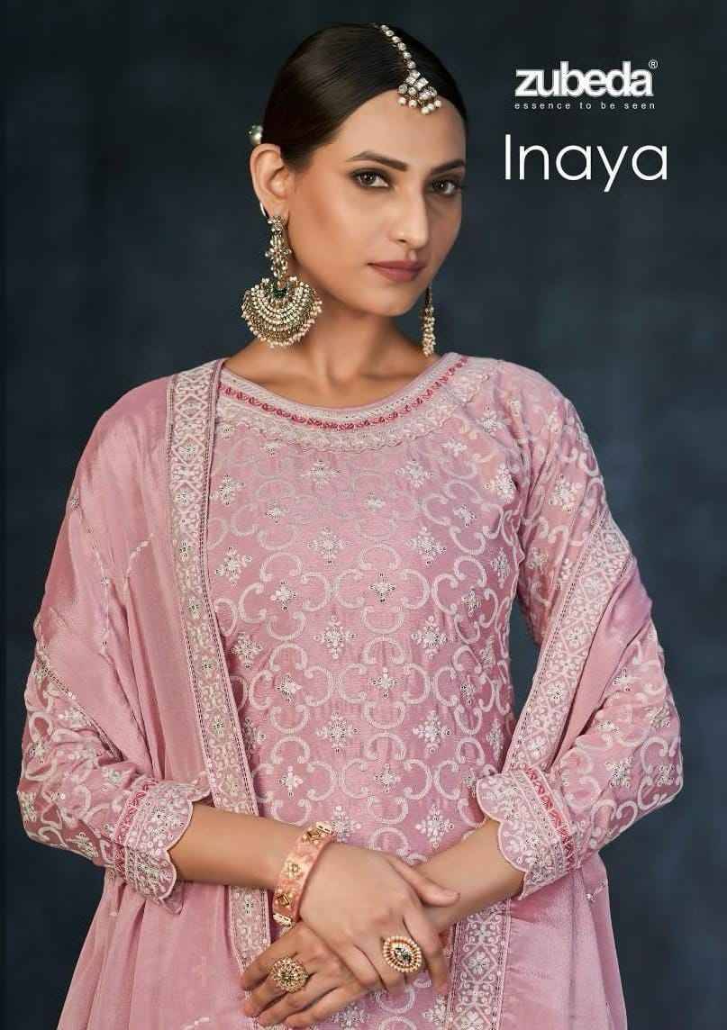 Inaya By Zubeda 2001 To 2003 Series Beautiful Festive Suits Colorful Stylish Fancy Casual Wear & Ethnic Wear Chinnon Silk Embroidered Dresses At Wholesale Price