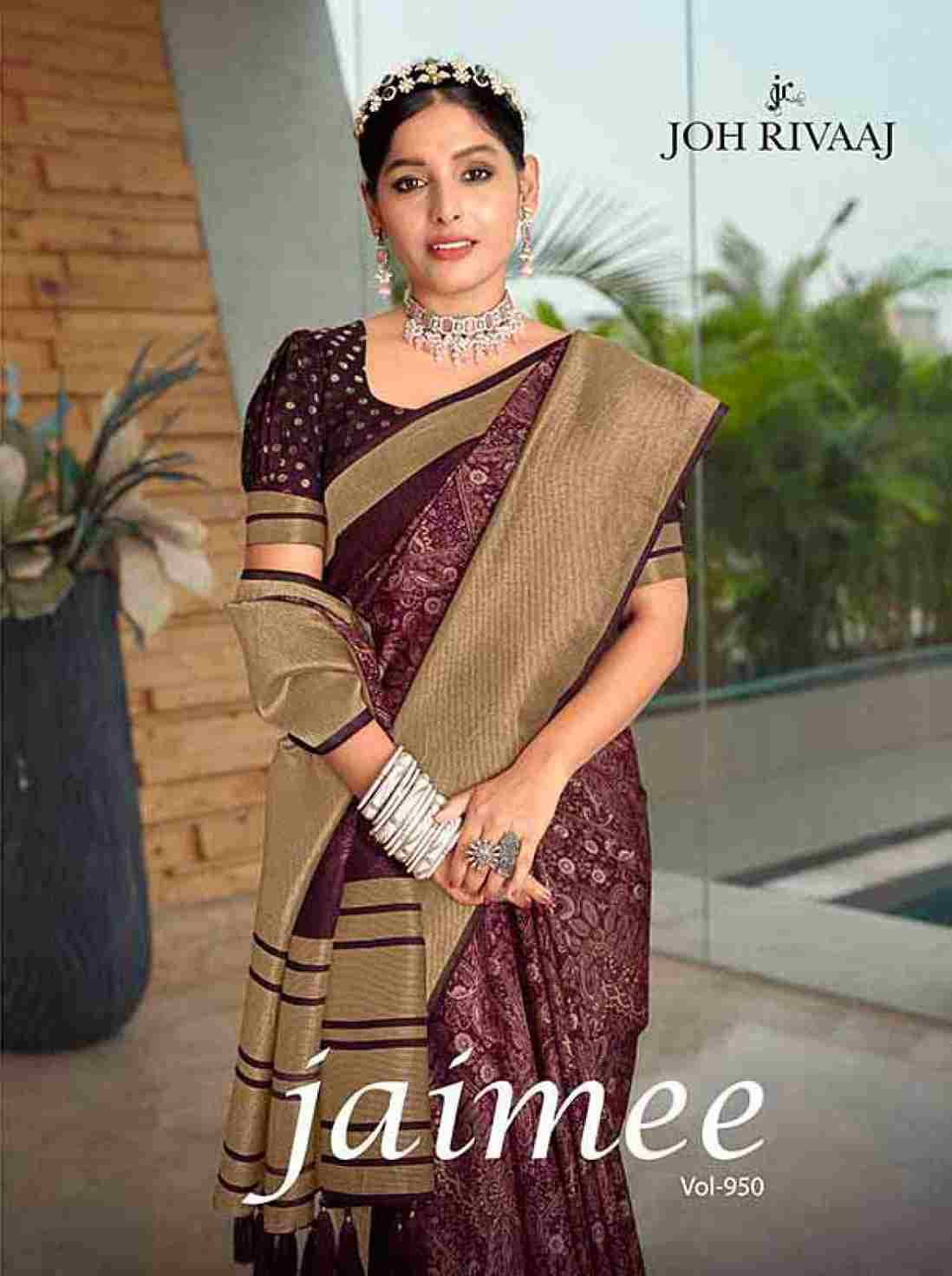 Jaimee Vol-950 By Joh Rivaaj 95001 To 95008 Series Indian Traditional Wear Collection Beautiful Stylish Fancy Colorful Party Wear & Occasional Wear Silk Sarees At Wholesale Price