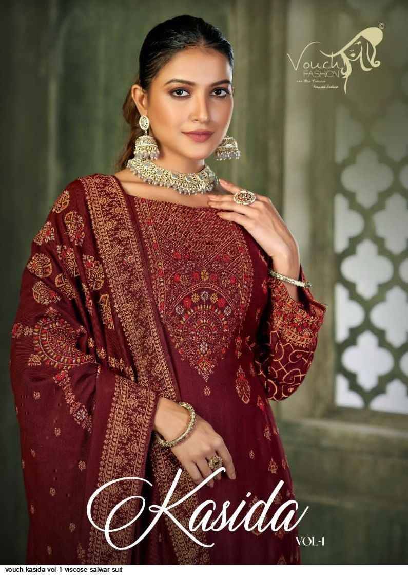 Kasida Vol-1 By Vouche 1001 To 1004 Series Festive Suits Beautiful Fancy Colorful Stylish Party Wear & Occasional Wear Viscose Pashmina Print Dresses At Wholesale Price