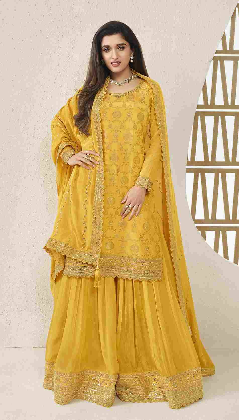 Karva Hitlist By Vinay Fashion 66211 To 66215 Series Designer Sharara Suits Beautiful Fancy Colorful Stylish Party Wear & Occasional Wear Chinnon Jacquard Dresses At Wholesale Price