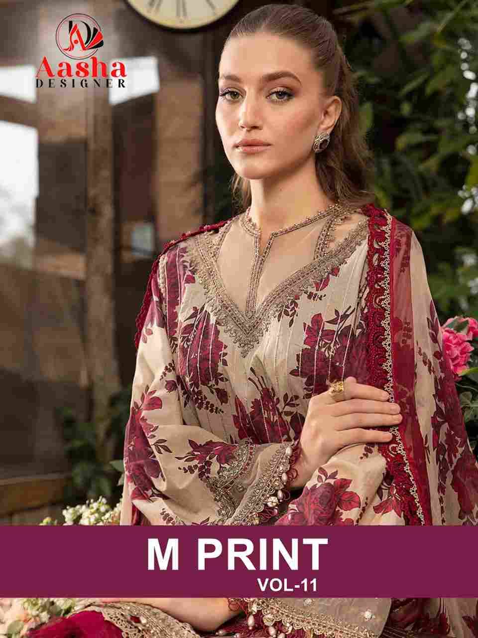 M Prints Vol-11 By Aasha Designer 1061-A To 1061-B Series Pakistani Traditional Wear Collection Beautiful Stylish Fancy Colorful Party Wear & Occasional Wear Pure Cotton Embroidered Dresses At Wholesale Price