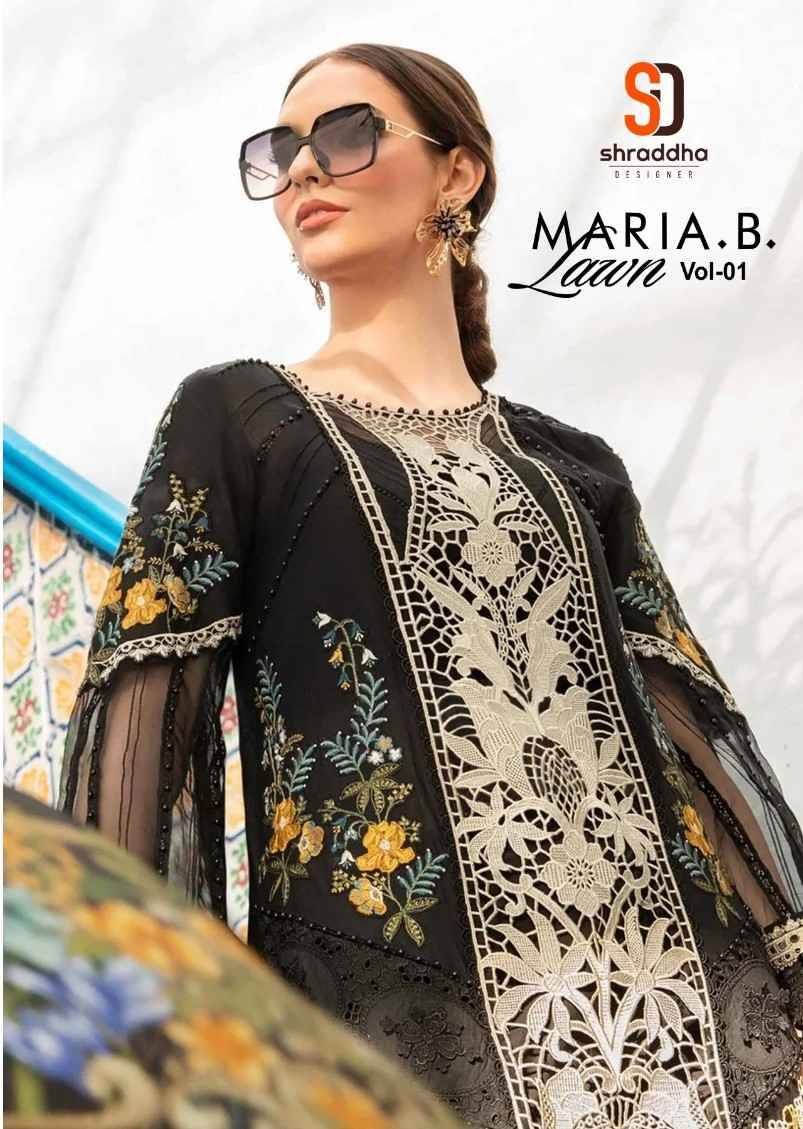 Maria.B. Lawn Vol-1 By Shraddha Designer 1001 To 1006 Series Designer Pakistani Suits Beautiful Stylish Fancy Colorful Party Wear & Occasional Wear Pure Lawn Cotton Print Embroidered Dresses At Wholesale Price