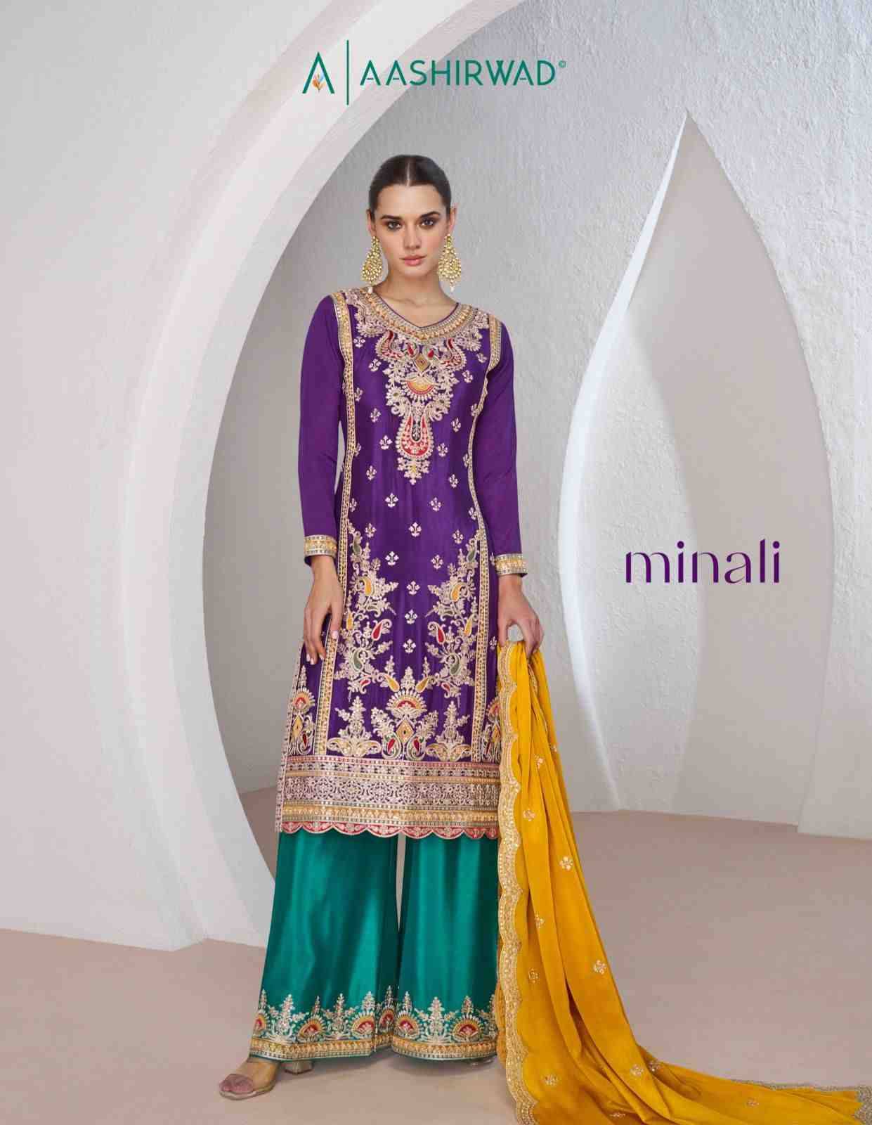 Minali By Aashirwad Creation 9984 To 9985 Series Beautiful Festive Suits Colorful Stylish Fancy Casual Wear & Ethnic Wear Chinnon Silk Dresses At Wholesale Price