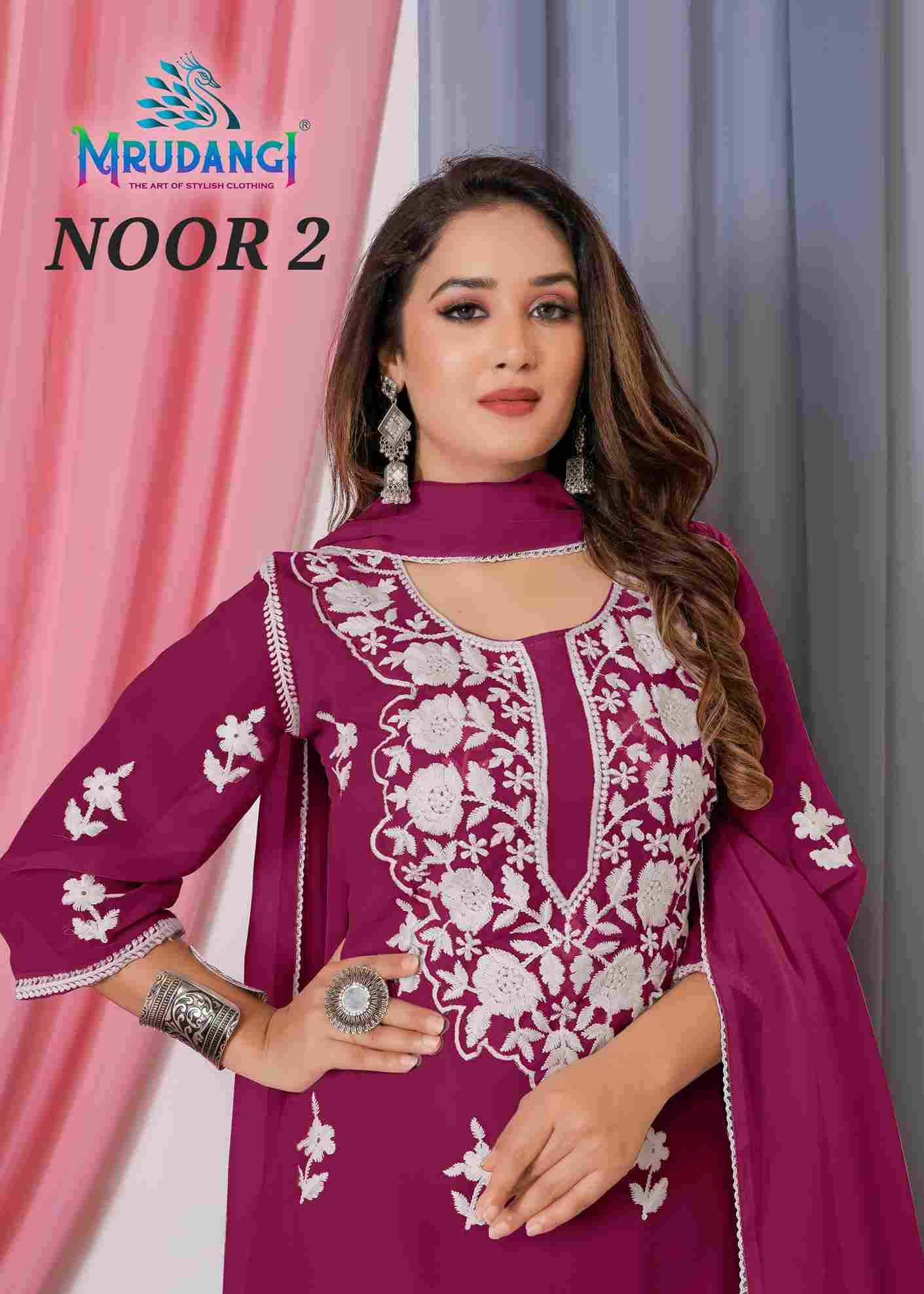 Noor Vol-2 By Mrudangi 2051 To 2054 Series Beautiful Sharara Suits Colorful Stylish Fancy Casual Wear & Ethnic Wear Georgette Embroidered Dresses At Wholesale Price