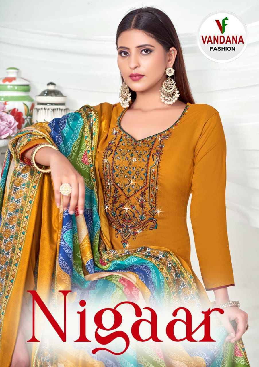 Nigaar Vol-5 By Vandana 5001 To 5008 Series Beautiful Festive Suits Stylish Fancy Colorful Casual Wear & Ethnic Wear Heavy Rayon Slub Print Dresses At Wholesale Price