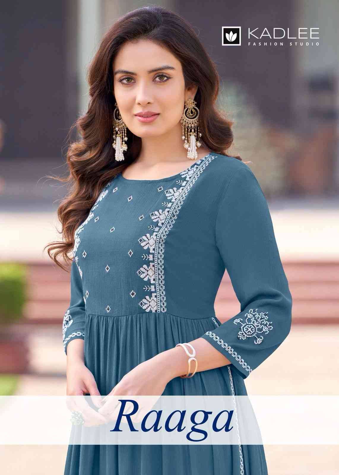 Raaga By Kadlee 1001 To 1004 Series Designer Stylish Fancy Colorful Beautiful Party Wear & Ethnic Wear Collection Rayon With Work Kurtis At Wholesale Price