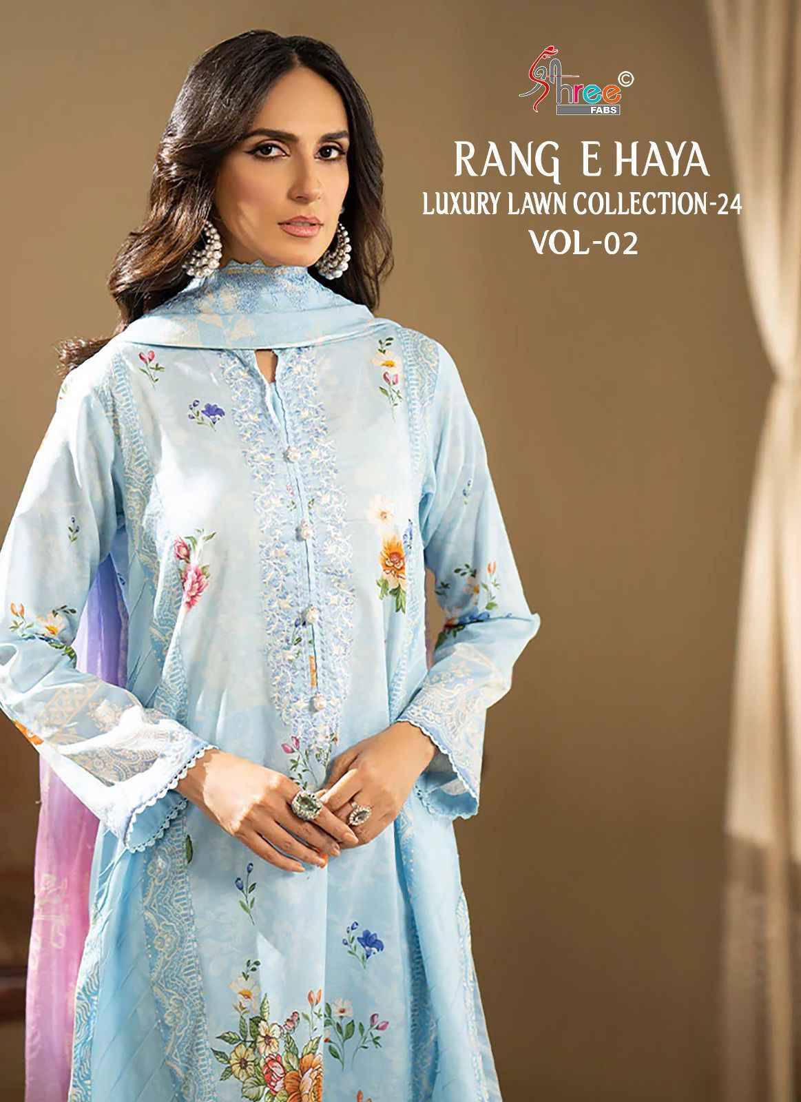 Rang E Haya Luxury Lawn Collection-24 Vol-2 By Shree Fabs 3464 To 3469 Series Beautiful Pakistani Suits Stylish Fancy Colorful Party Wear & Occasional Wear Pure Cotton With Embroidery Dresses At Wholesale Price